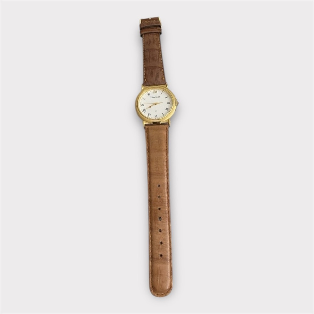 Vintage Hansol Kappa Samsung Watch Korean Genuine Leather Gold Tone Stainless